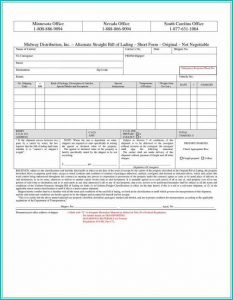 Straight Bill Of Lading Short Form Template