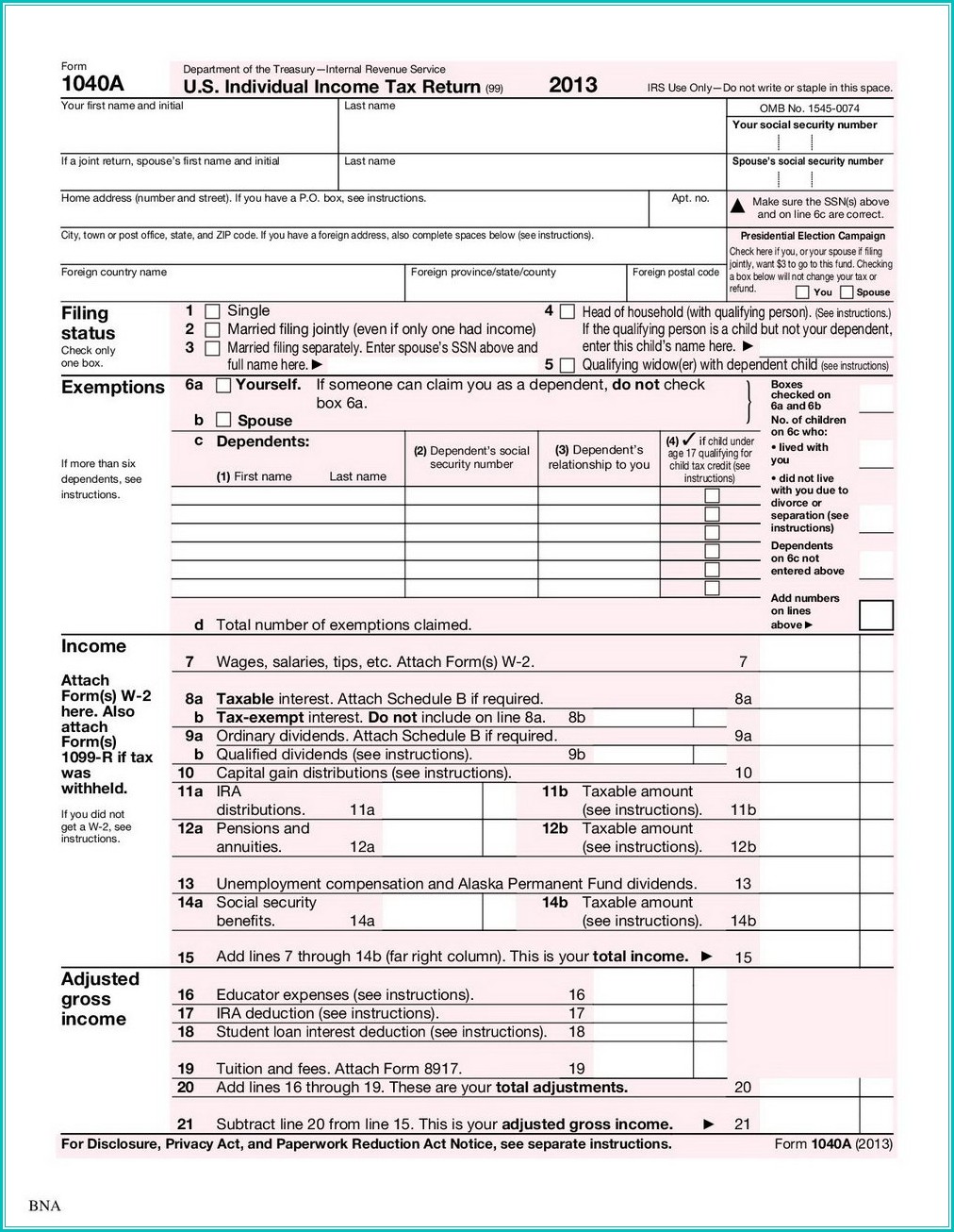 Tax Forms 1040a