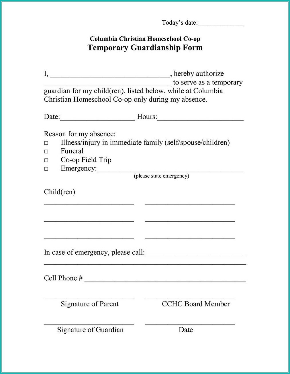 Temporary Guardianship Form Texas