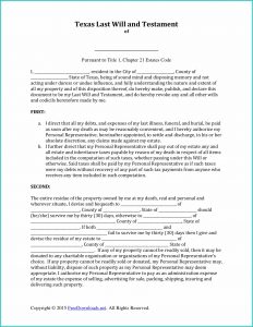Texas Last Will And Testament Form Pdf