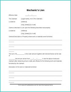 Texas Mechanics Lien Form