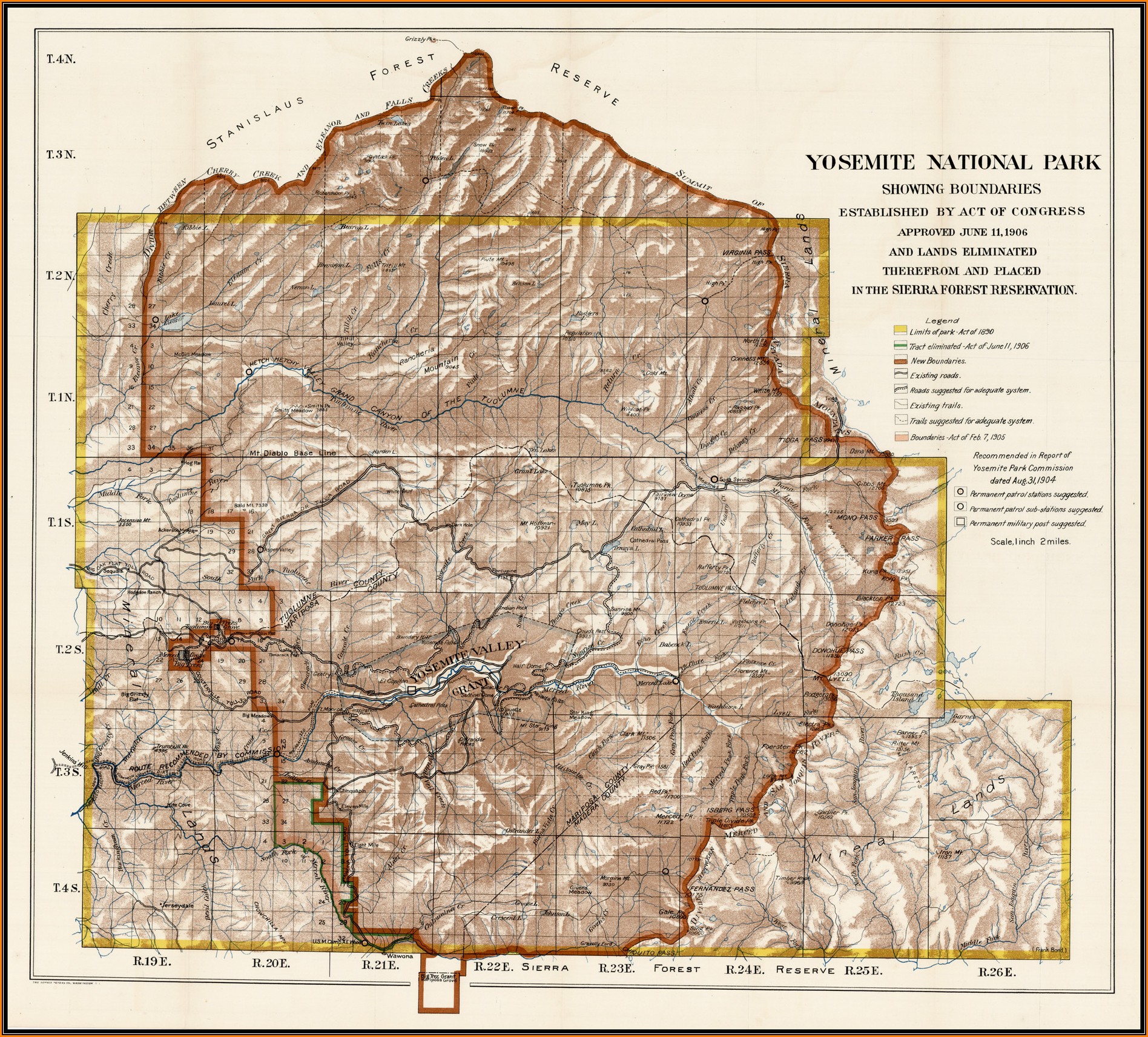 Yosemite National Park Boundaries Map