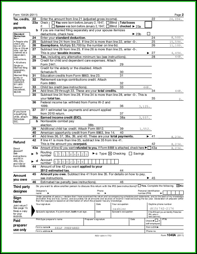 1040a Tax Forms 2015