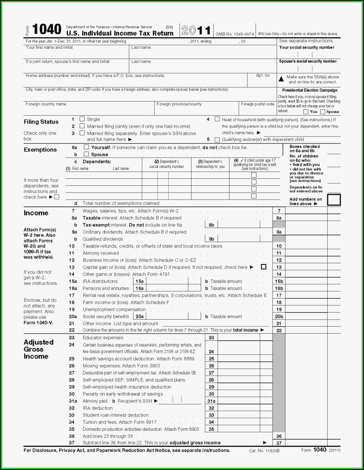 1040a Tax Forms 2016