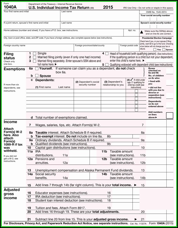 1040a Tax Forms 2018