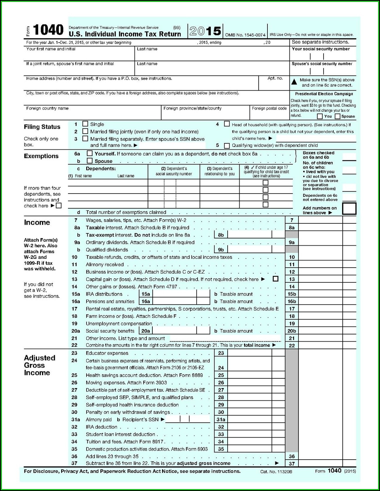 1040a Tax Forms And Instructions