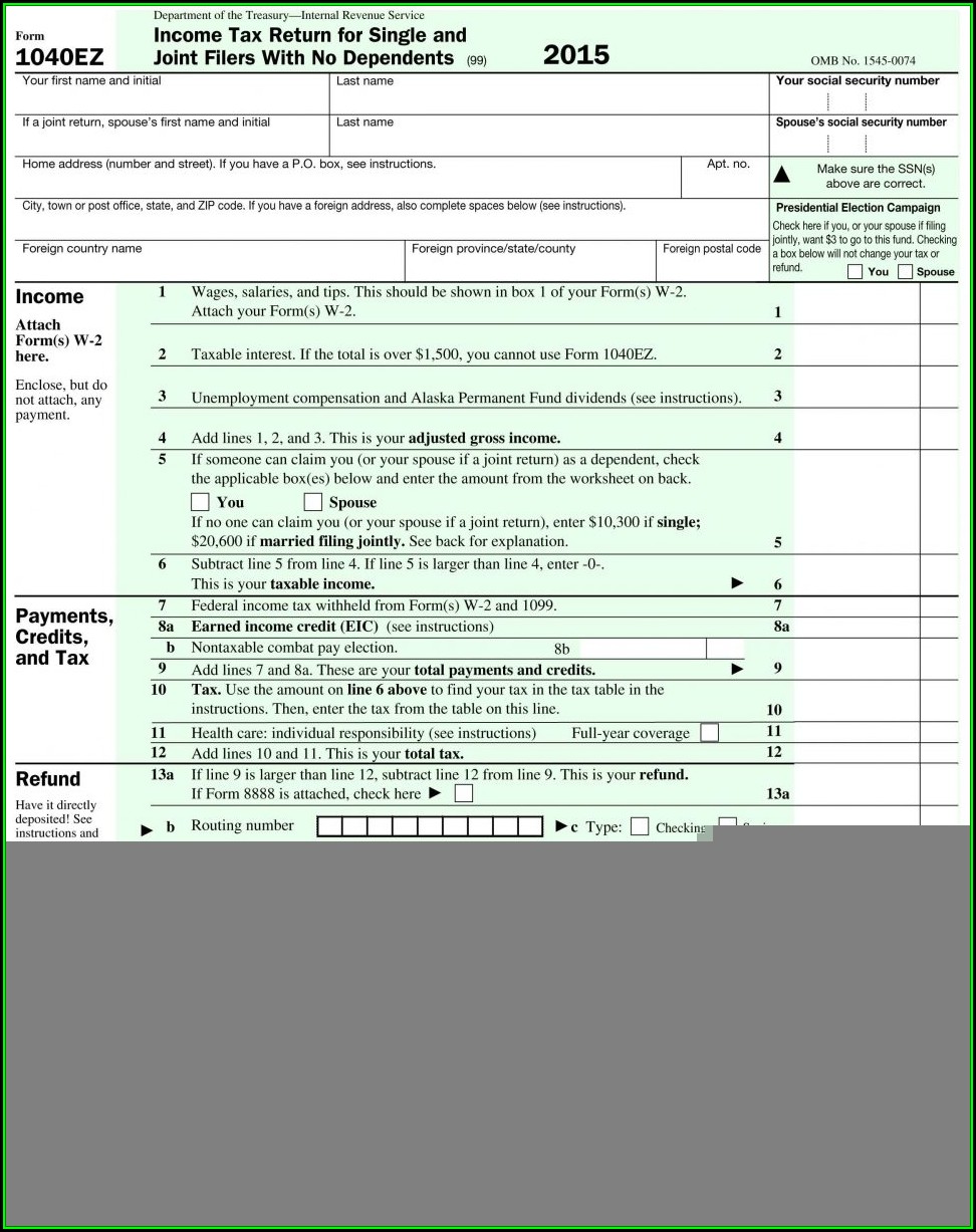 1040ez Tax Forms 2016