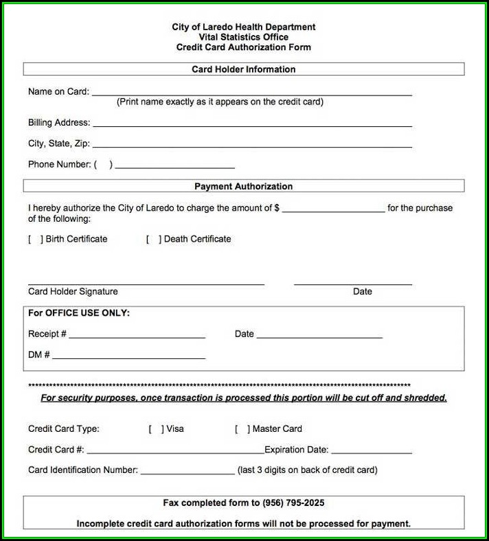 Ach Credit Authorization Form Sample