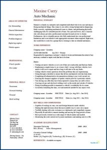 Auto Mechanic Resume Template
