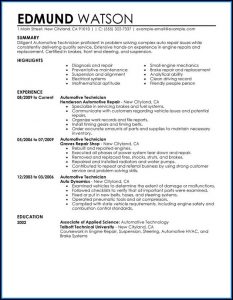 Auto Technician Resume Templates