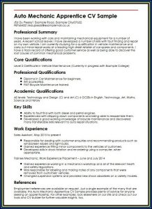 Automotive Mechanic Cv Template