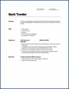 Bartender Resume Builder