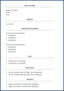 Basic Resume Format Word