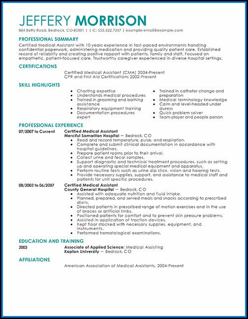 Best Resume Format For Medical Assistant