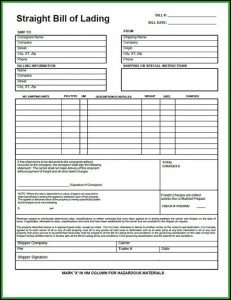 Blank Bill Of Lading Form Pdf