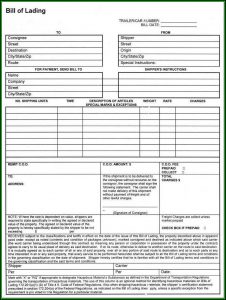 Blank Bill Of Lading In Excel Format