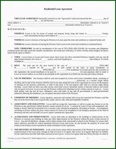 Blank Lease Agreement Form Free