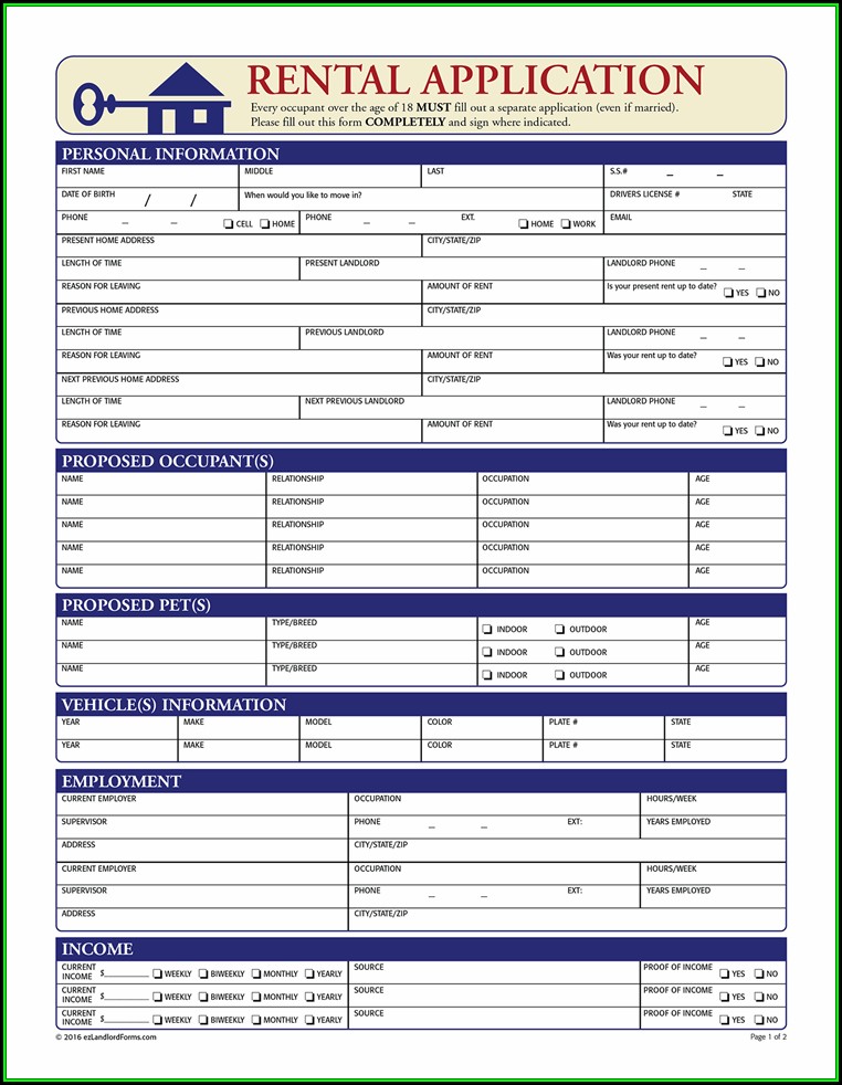 Blank Rental Application Forms