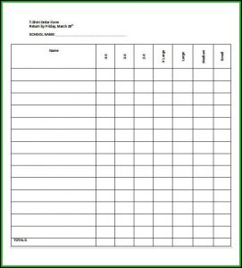 Blank T Shirt Order Form