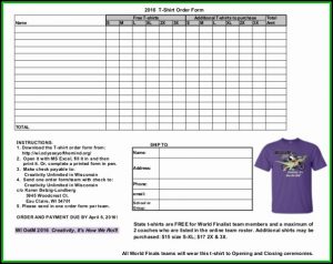 Blank T Shirt Order Form Pdf