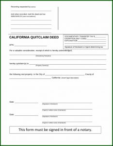 California Quit Claim Deed Form Fillable