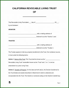 California Revocable Living Trust Form Pdf