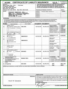 Certificate Of Insurance Acord Form 25