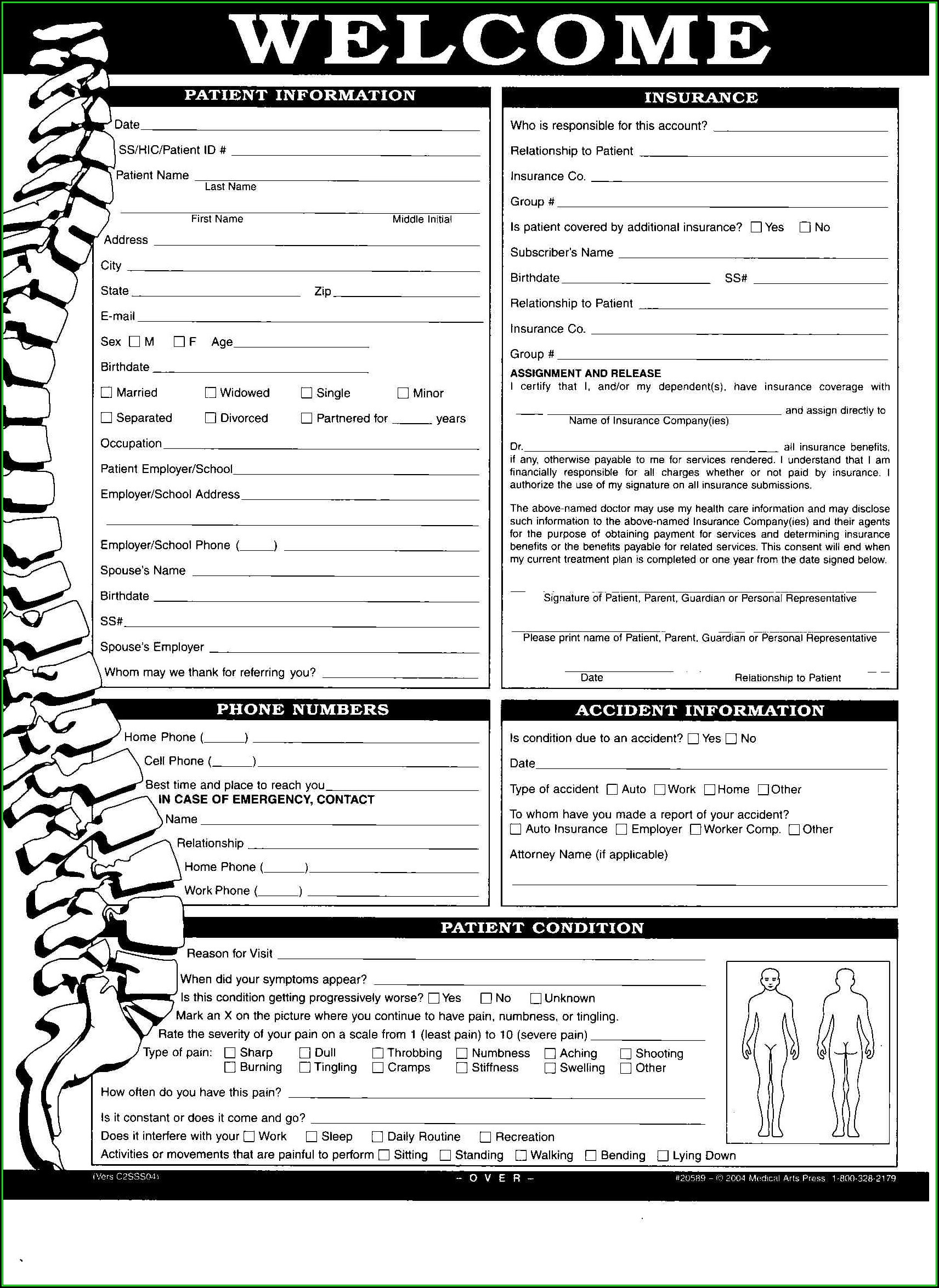 Chiropractic Intake Forms Word