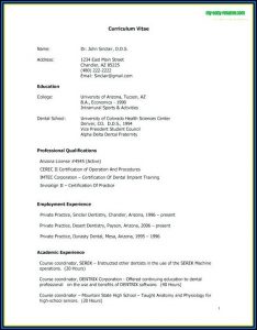 Curriculum Vitae Samples Templates