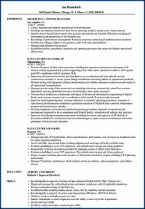 Data Center Manager Resume Sample