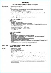Electronic Assembler Resume Sample