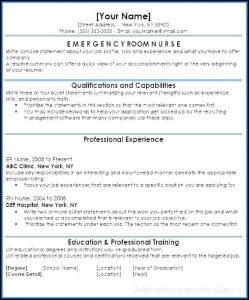 Er Nurse Resume Templates Free