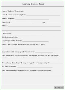 Abortion Receipt Form