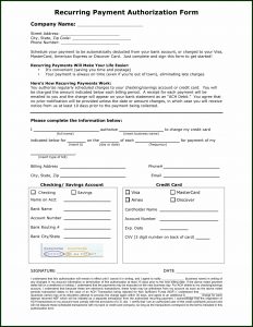 Ach Payment Authorization Form Template