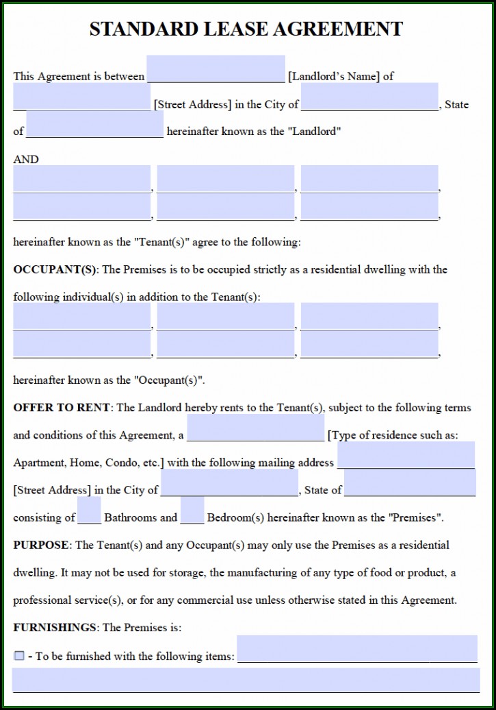 Apartment Lease Agreement Template Word