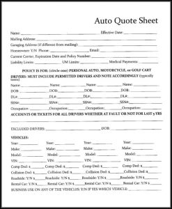 Auto Insurance Quote Form Template