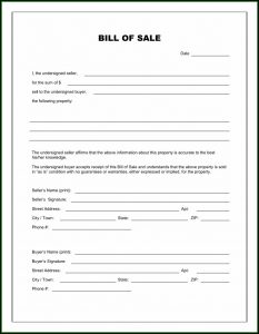 Bill Of Sale Form Free Template