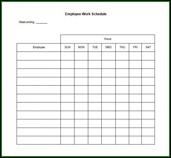 Blank Restaurant Employee Schedule Template