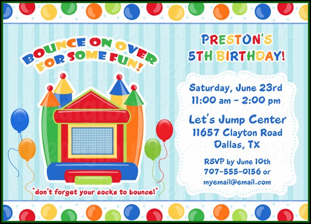 Bounce House Invitations Template Free