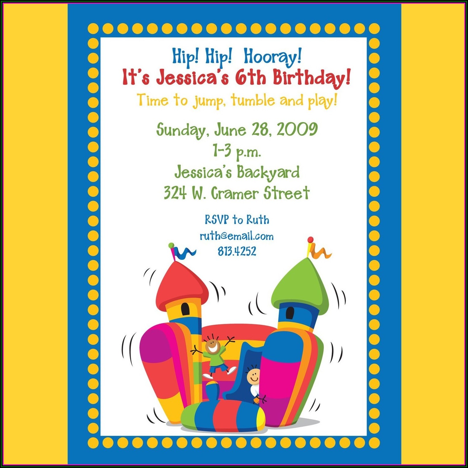 Bounce House Party Invitations Template