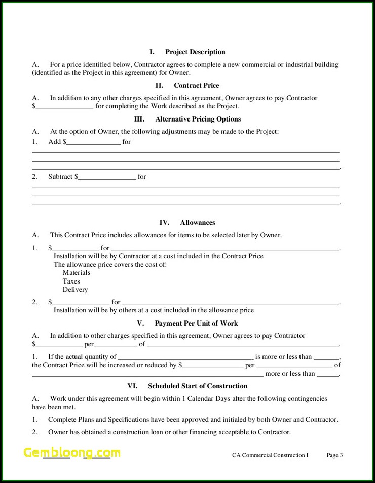 Builder Contract Form