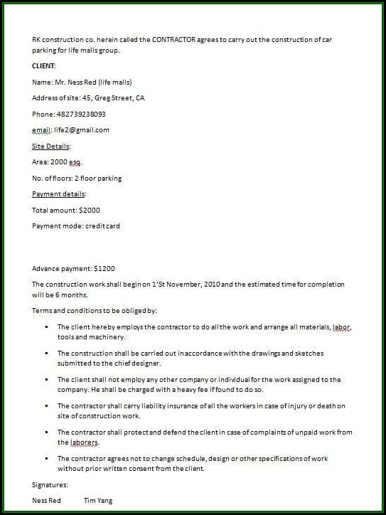 Builder Contract Template