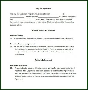 Buy Sell Agreement Template Free