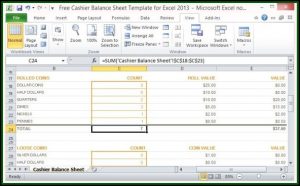 Cashier Balance Sheet Template Excel