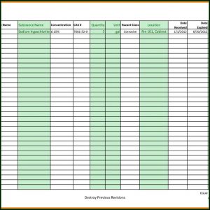 Chemical Inventory Database Template Excel