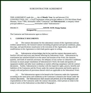 Construction Subcontractor Agreement Template Uk