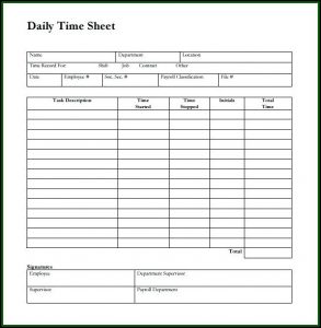 Daily Payroll Timesheet Template