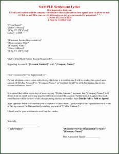 Debt Settlement Agreement Letter Template