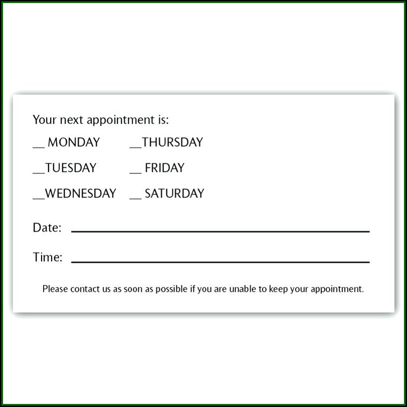 Doctor Appointment Reminder Card Template