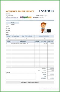 Car Repair Invoice Template Uk